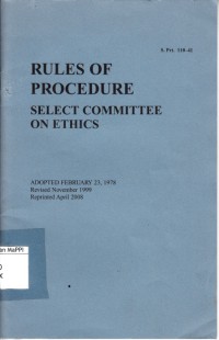 Image of Rules Of Procedure: select committee on ethics