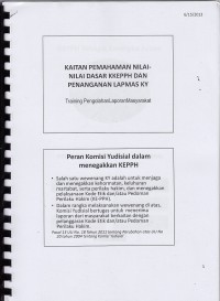 Image of Kaitan pemahaman nilai-nilai dasar KKEPPH dan penanganan lapmas KY