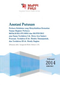 Image of Anotasi Putusan : perkara kelalaian yang menyebabkan kematian
