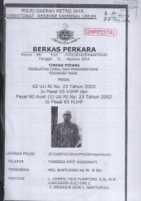 Image of Berkas perkara tindak pidana perbuatan cabul dan penganiayaan terhadap anak