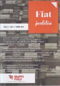Image of Fiat justitia vol. 2 / No. 1 April 2014