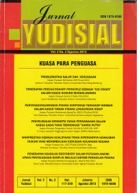 Image of Jurnal yudisial: kajian kehormatan, keluhuran, dan perilaku hakim Agustus 2012