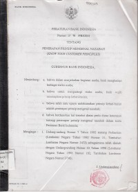 Image of Peraturan Bank Indonesia Nomor : 3 / 10 / P.BI / 2001 Tentang Penerapan Prinsip Mengenal Nasabah (Know Your Customer Principles)