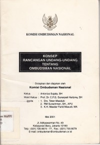 Image of Konsep rancangan undang-undang tentang ombudsman nasional