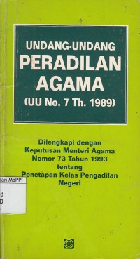 Image of Undang - Undang Peradilan Agama (UU nO. 7 Th. 1989)