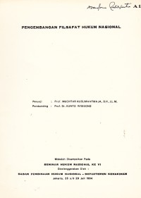Image of Pengembangan Filsafat Hukum Nasional