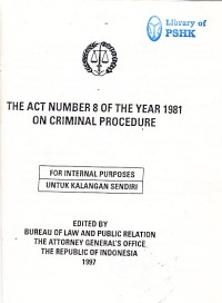 Image of The act number 8 of the year 1981 on criminal procedure