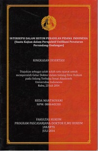 Image of Intersepsi dalam sistem peradilan pidana indonesia: suatu kajian dalam perspektif unifikasi peraturan perundang-undngan