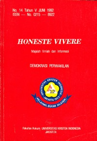 Image of Honeste Vivere Majalah Ilmiah dan Informasi: Demokrasi Perwakilan No. 14 Tahun V Juni 1992