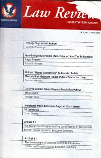 Image of Law Review : Fakultas Hukum Universitas Pelita Harapan Volume 2, No. 3 - Maret 2003