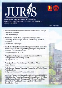 Image of Juris: Lembaga Kajian dan Keilmuan Fakultas Hukum Universitas Indonesia Volume 1, Juni 2014