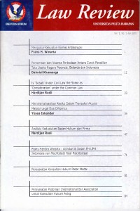 Image of Law Review: Fakultas Hukum Universitas Pelita Harapan Vol. 1 No 1-Juli 2001