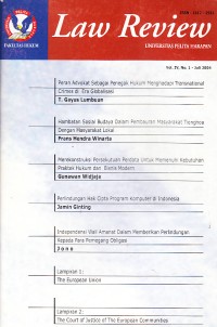 Image of Law Review : Fakultas Hukum Universitas Pelita Harapan Volume 4, No. 1 - Juli 2004