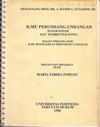 Image of Ilmu Perundang-undangan: Dasar-dasar dan Pembentukannya Bagian Pertama dari Ilmu Pengetahuan Perundang-undangan