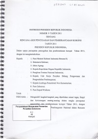 Image of Instruksi Presiden Republik Indonesia nomor 9 tahun 2011 tentang rencana aksi pencegahan dan pemberantasan korupsi tahun 2011 Presiden Republik Indonesia