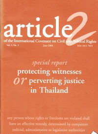 Image of Article 2: Special Report Protecting Witness or Perverting Justice in Thailand Vol. 5 No. 3