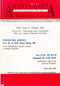 Image of Majalh Ilmiah Fakultas Hukum Unhas: Amanna Gappa No. VI/Tahun IV/Juli 1995