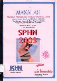 Image of Makalah Seminar Pengkajian Hukum Nasional 2003 Komisi Hukum Nasional Republik Indonesia 