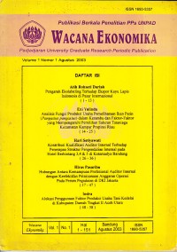 Image of Wacana Ekonomika: Publikasi Berkala Penelitian Pascasarjana Univesitas Padjadjaran Volume 1 Nomor 1 Agustus 2003