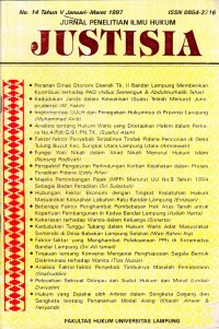 Image of Justisia: Jurnal Penelitian Ilmu Hukum No. 14 Tahun V Januari - Maret 1997