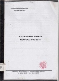 Image of Pokok - Pokok Pikiran Mengenai UUD 1945