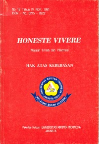 Image of Honeste Vivere: Majalah Ilmiah dan Informasi No. 12 Tahun IV NOP. 1991