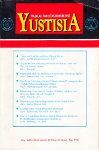 Image of Majalah Fakultas Hukum UNS: Yustisia Nomor 39 Tahun XI Maret - Mei 1997