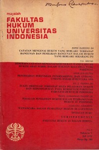 Image of Majalah Fakultas Hukum Universitas Indonesia No. 1 Tahun ke V Juli 1975