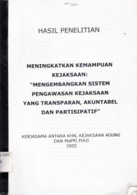 Image of Meningkatkan kemampuan kejaksaan : 