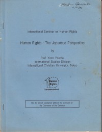 Image of International seminar on human rights: Human Rights: the japanese perspective