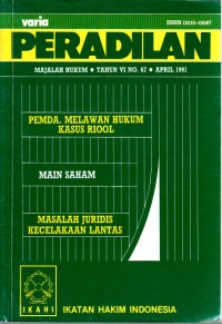 Image of Varia peradilan: majalah hukum Tahun VI No. 67 April 1991