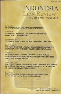 Image of Indonesia law review May - Agustus 2012