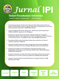 Image of Jurnal Ikatan Pustakawan Indonesia vol 3 no 1 Oktober 2018